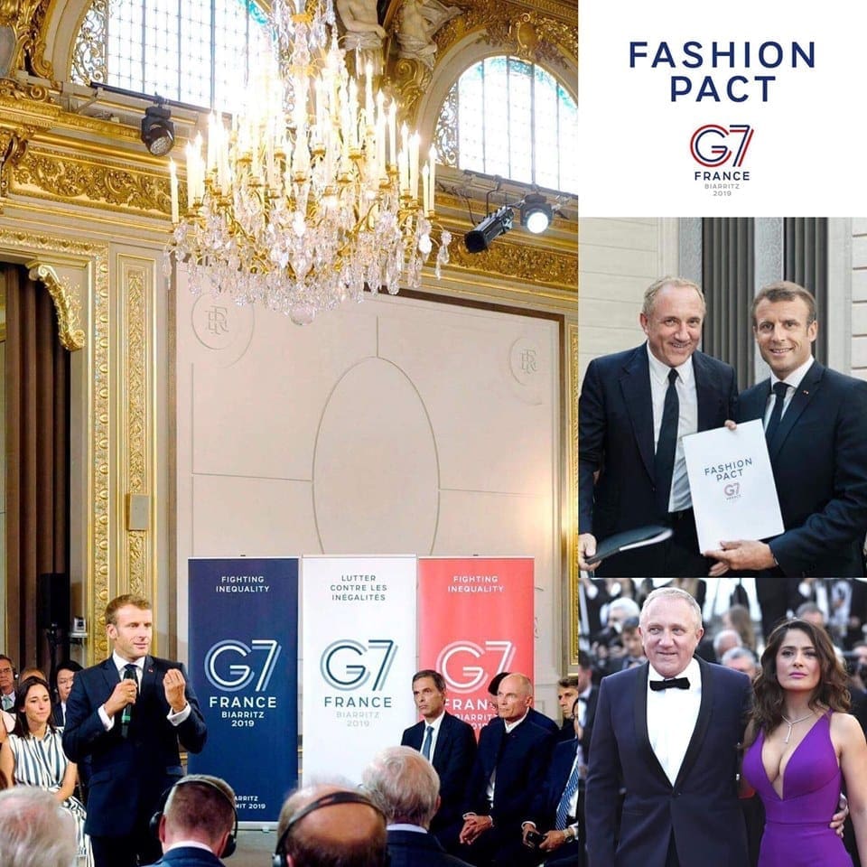 François-Henri Pinault and Emmanuel Macron - G7 Fashion Pact Biarritz 2019