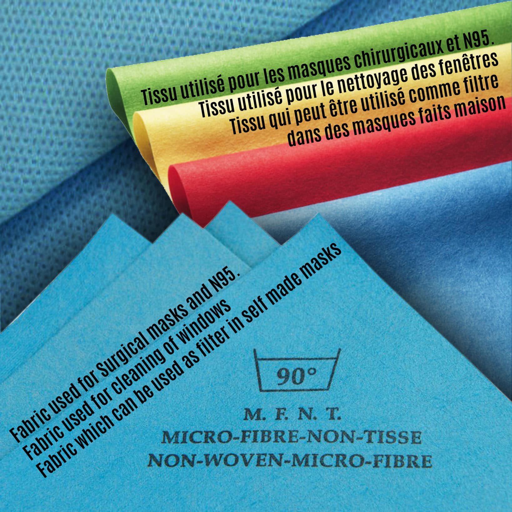 Microfiber fabric which can be used as filter for protective homemade face mask