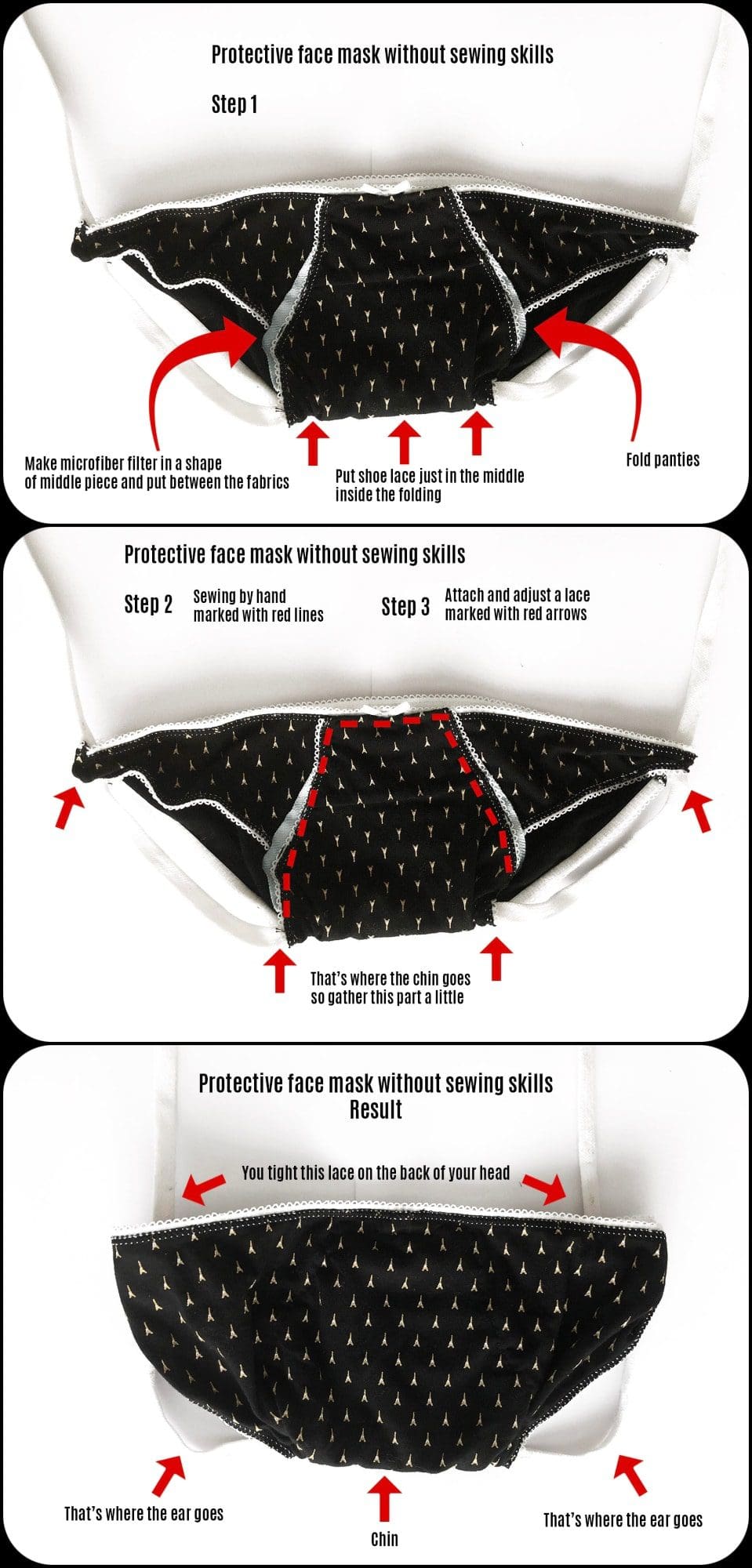 Protective DIY face masks without sewing experience