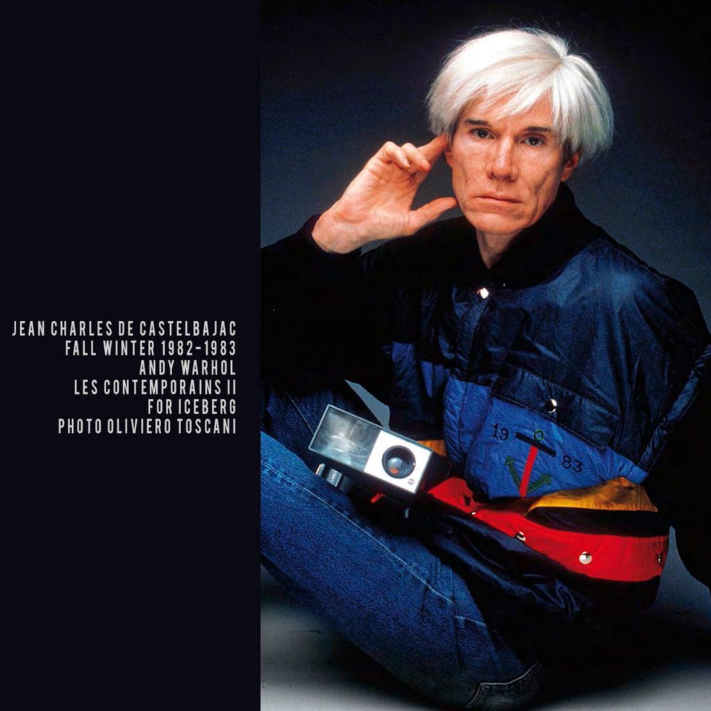 JC de Castelbajac per ICEBERG-1982-Andy Warhol-les contemporains II-foto Oliviero Toscani