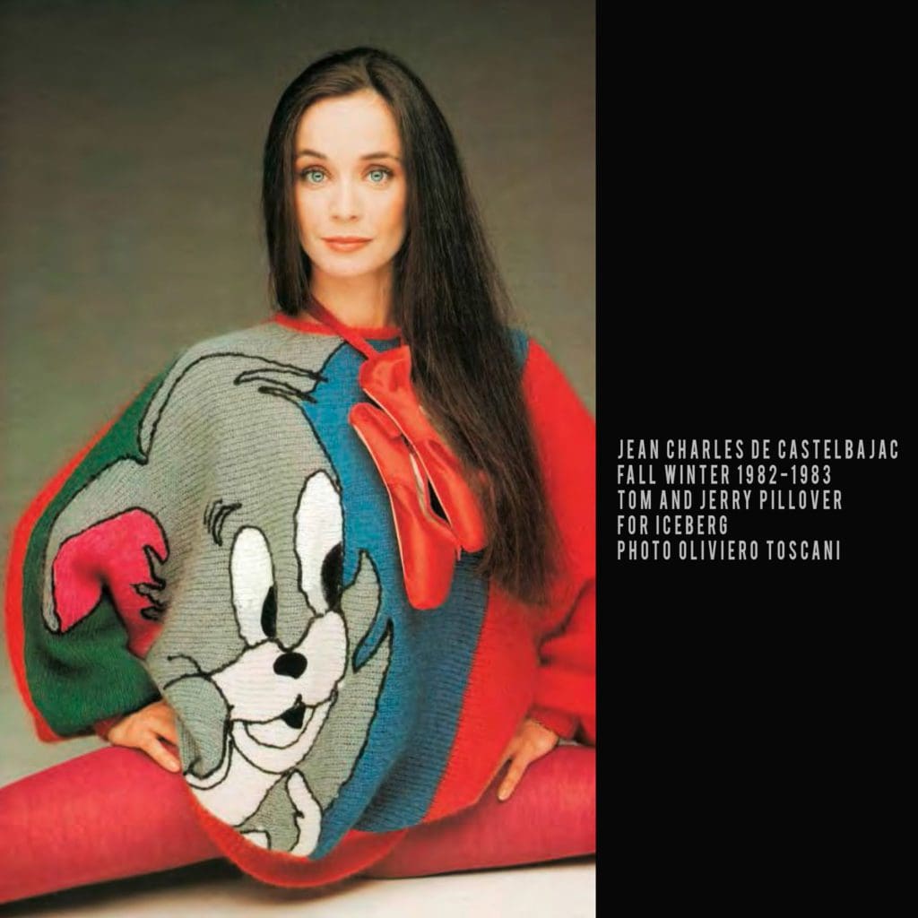 JC de Castelbajac per ICEBERG-Inverno 1982-1983-Maglione Tom e Jerry-foto Oliviero Toscani