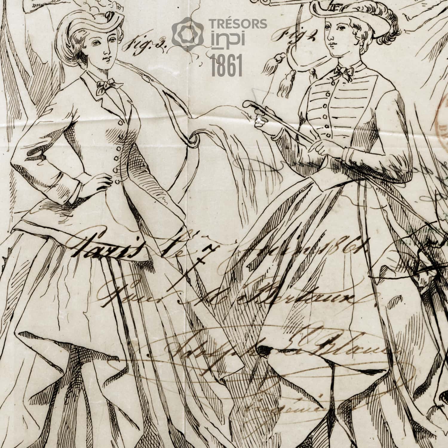 Изобретение Берто 1861 года для костюмов амазонок - INPI archives