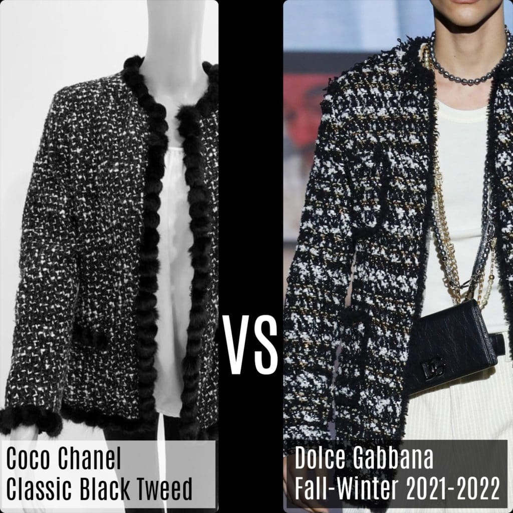 Chaqueta Chanel Classic Tweed Negra VS Dolce Gabbana Otoño-Invierno 2021-2022