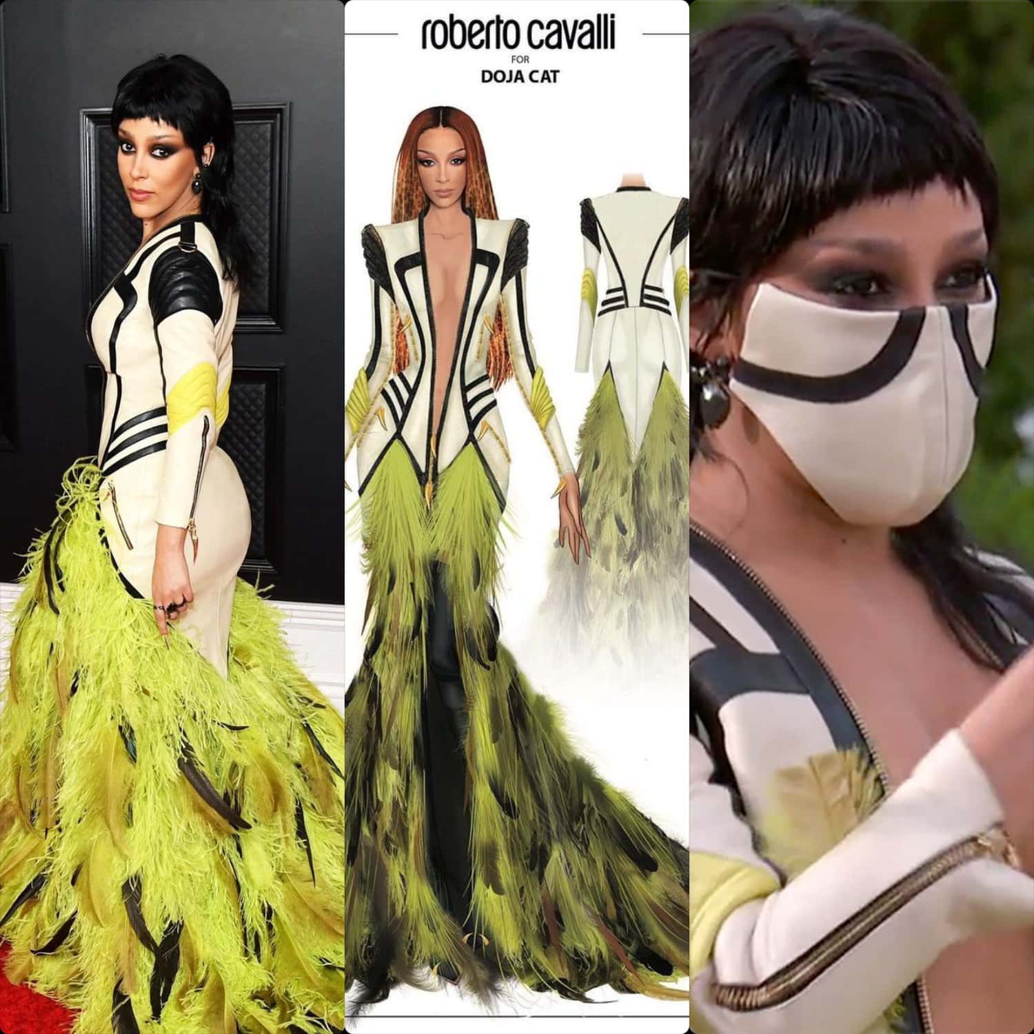 Doja Cat en robe Roberto Cavalli conçue par Fausto Puglisi Grammy Awards 2021 par RUNWAY MAGAZINE