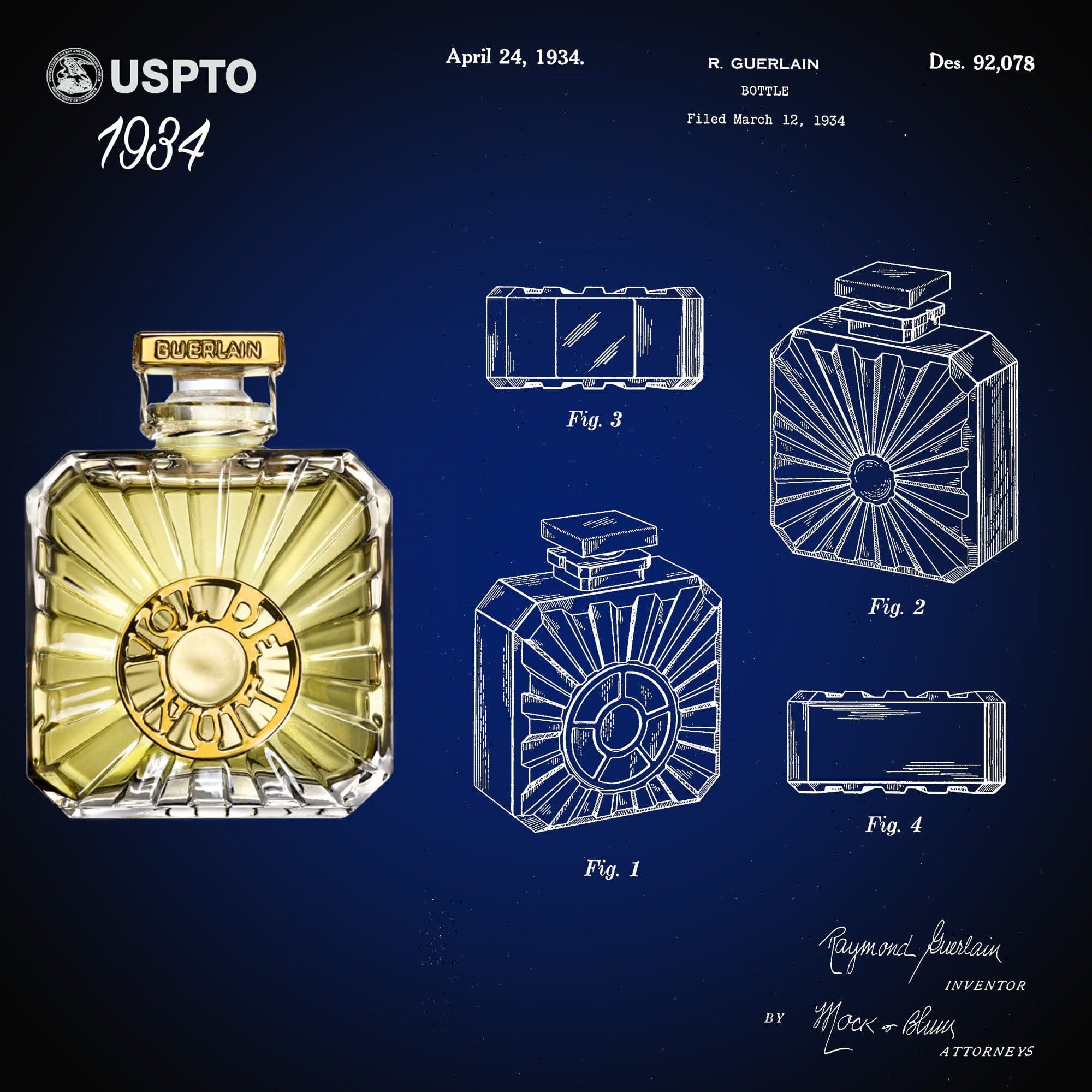Solicitudes de frascos de patente de Raymond Guerlain para Voil de Nuit en 1934 - Patentes de la USPTO por RUNWAY REVISTA