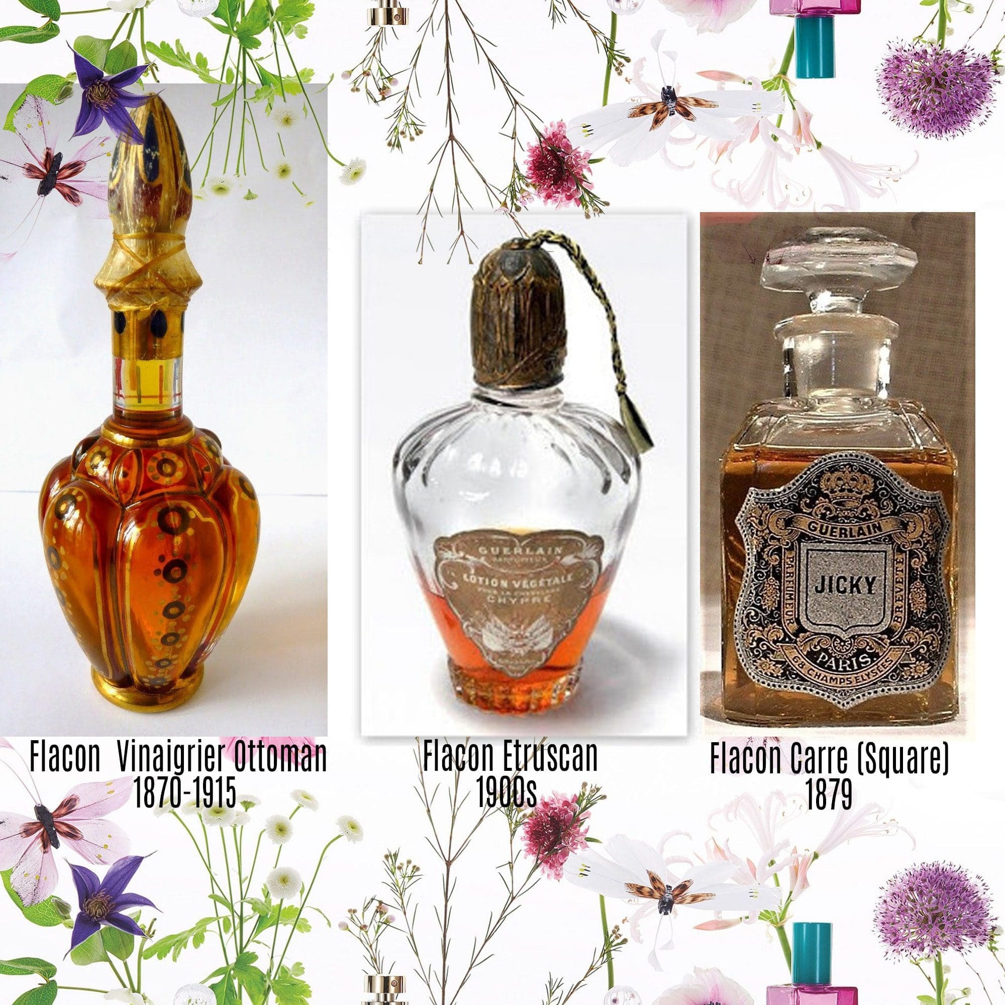 Creaciones de Raymond Guerlain Flacon Vinaigrier Ottoman, The Flacon Etruscan, Flacon Carre (Square) - Tresors INPI by RUNWAY REVISTA