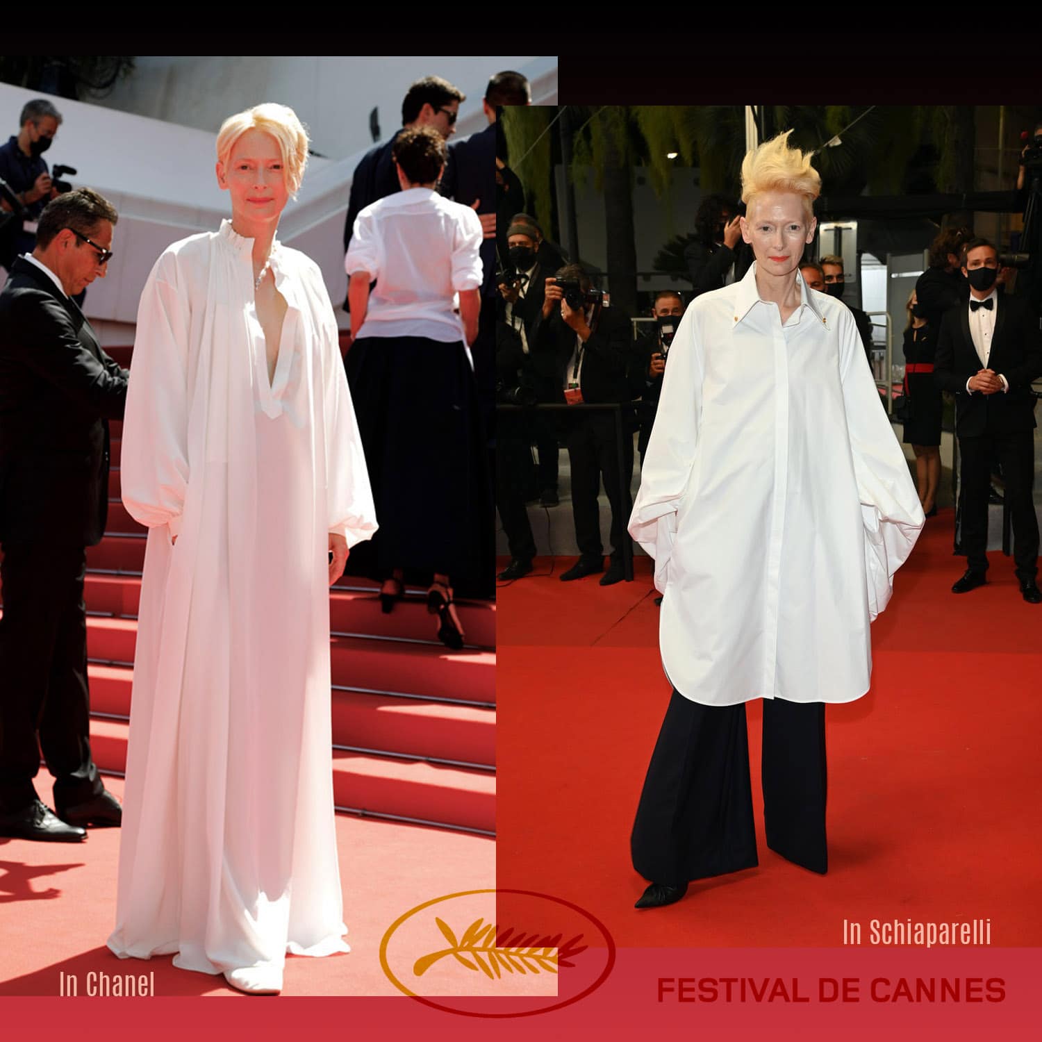 Cannes 2021 - Tilda Swinton in Chanel and Schiaparelli - Foto GettyImage - by RUNWAY MAGAZINE