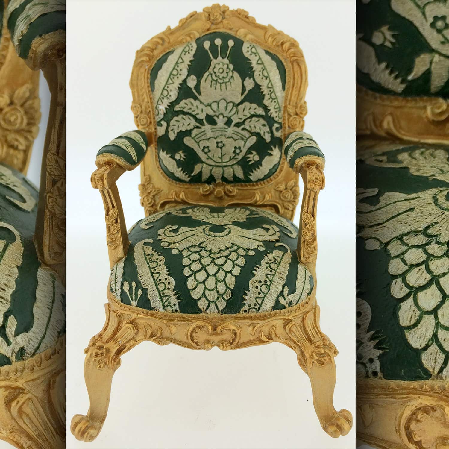 Green XVIIth Princely armchair