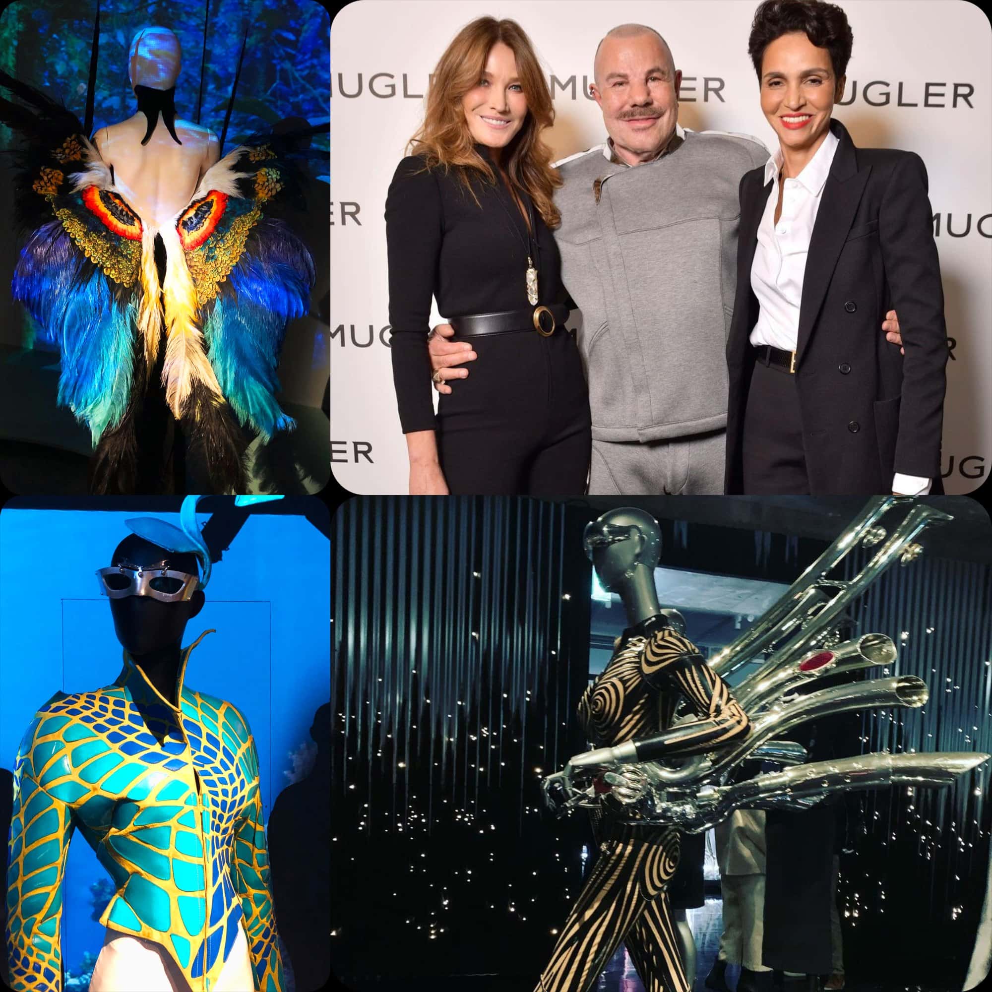 Тьерри Мюглер, Карла Бруни и Фарида Хельфа на открытии выставки COUTURISSIME в MAD Paris. RUNWAY ЖУРНАЛ