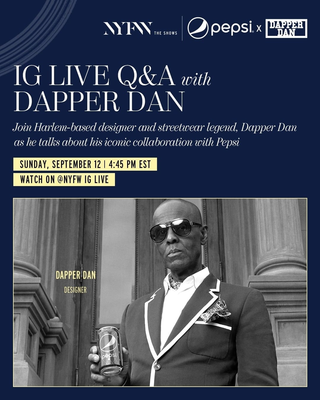 Dapper Dan x Pepsi - официальные спонсоры Недели моды в Нью-Йорке