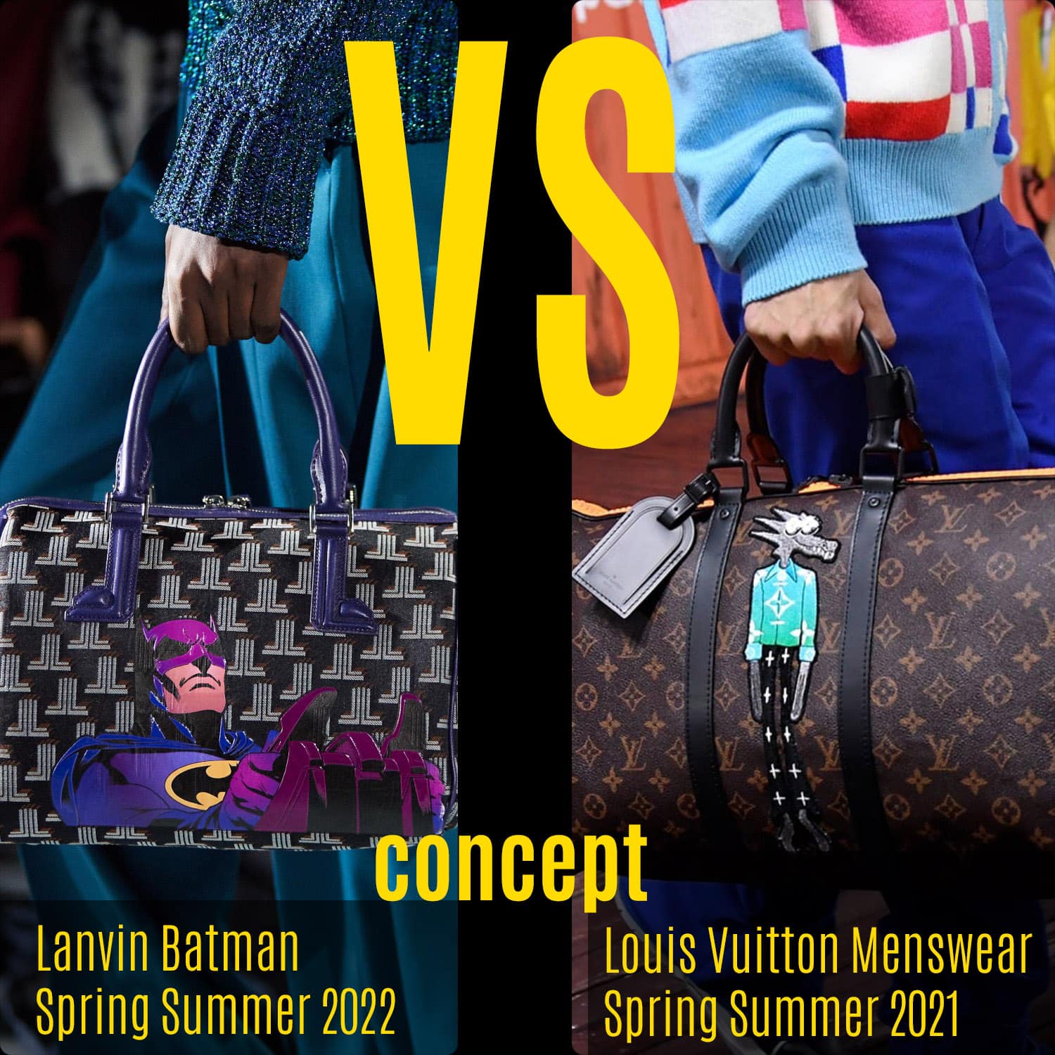 Louis Vuitton Primavera Verão 2021 vs Lanvin Batman Primavera Verão 2022