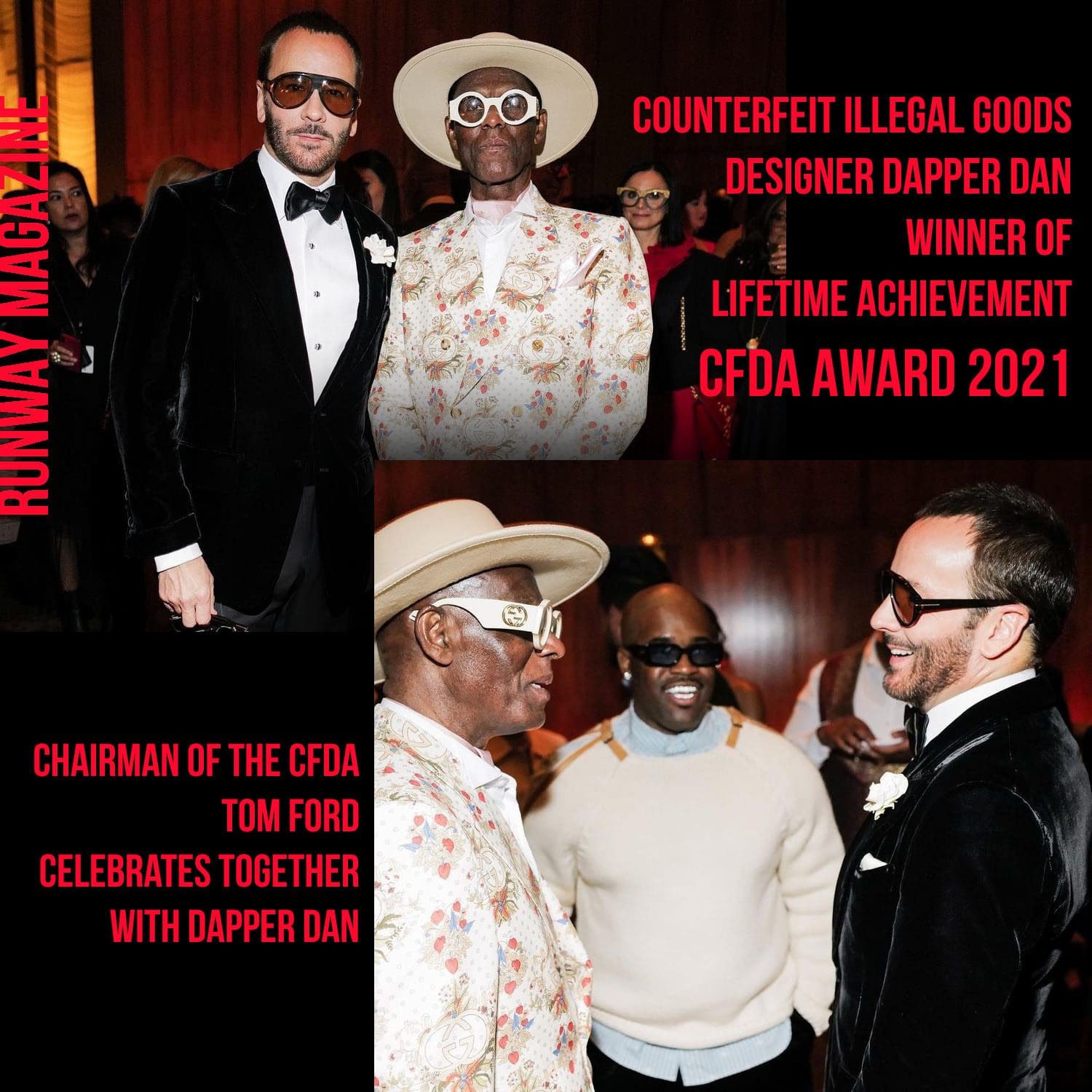 Il presidente del CFDA Tom Ford celebra il designer di merci illegali contraffatte Dapper Dapper Dan CFDA Award 2021
