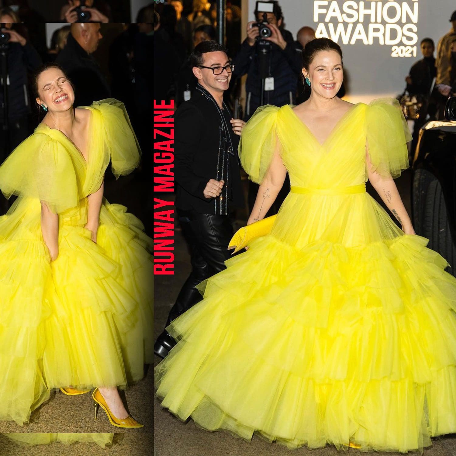 Drew Barrymore e Christian Siriano al CFDA Award 2021