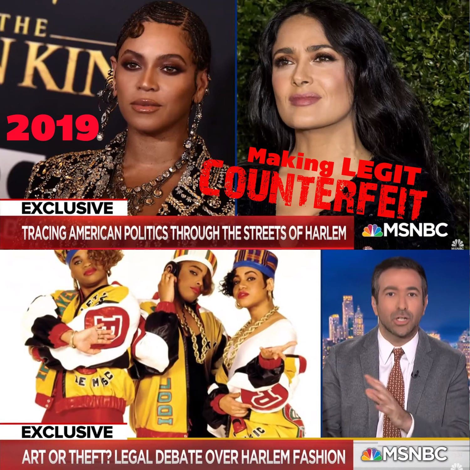 Erstellen von legitimen Fälschungen von MSNBC und François-Henri Pinault mit Beyonce an Salma Hayek im Jahr 2019