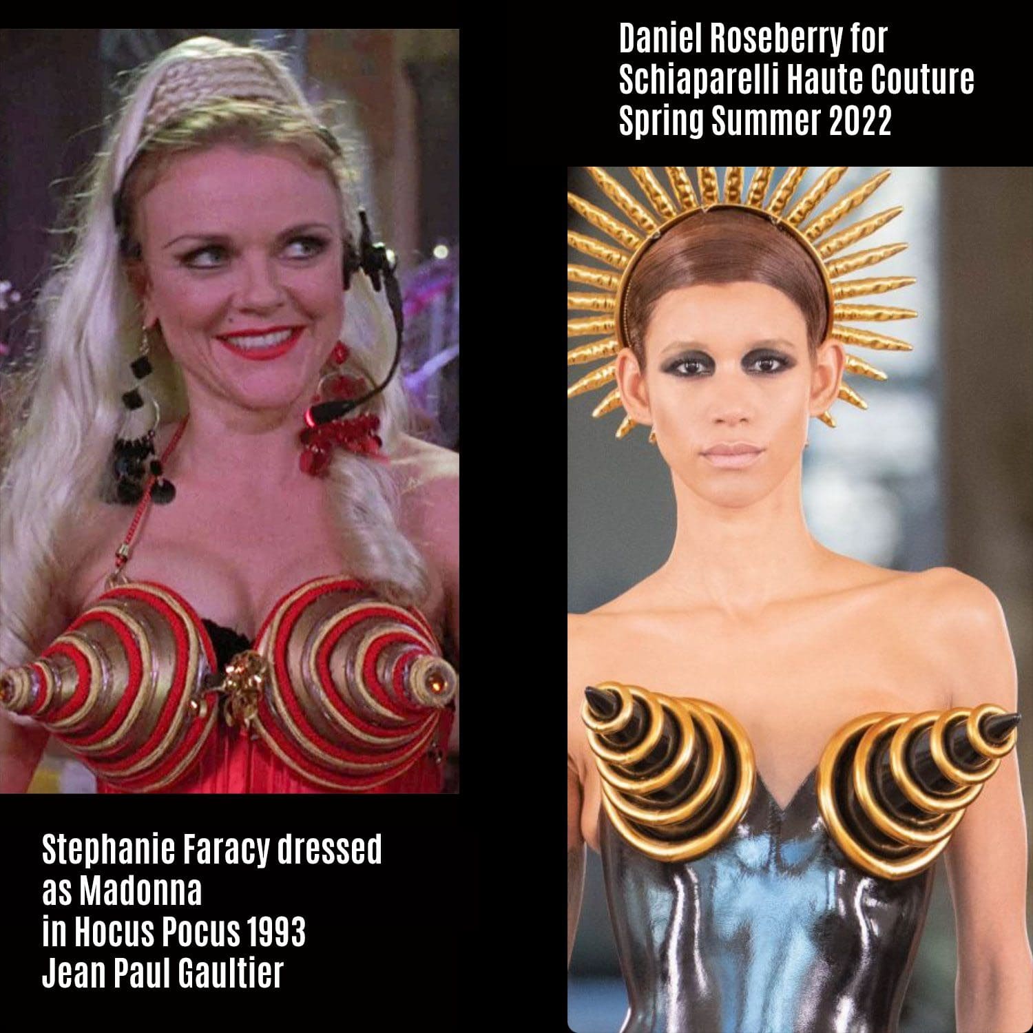 JP Gaultier por Stephanie Faracy - Hocus Pocus 1993 vs Daniel Roseberry por Schiaparelli HC Primavera Verano 2022