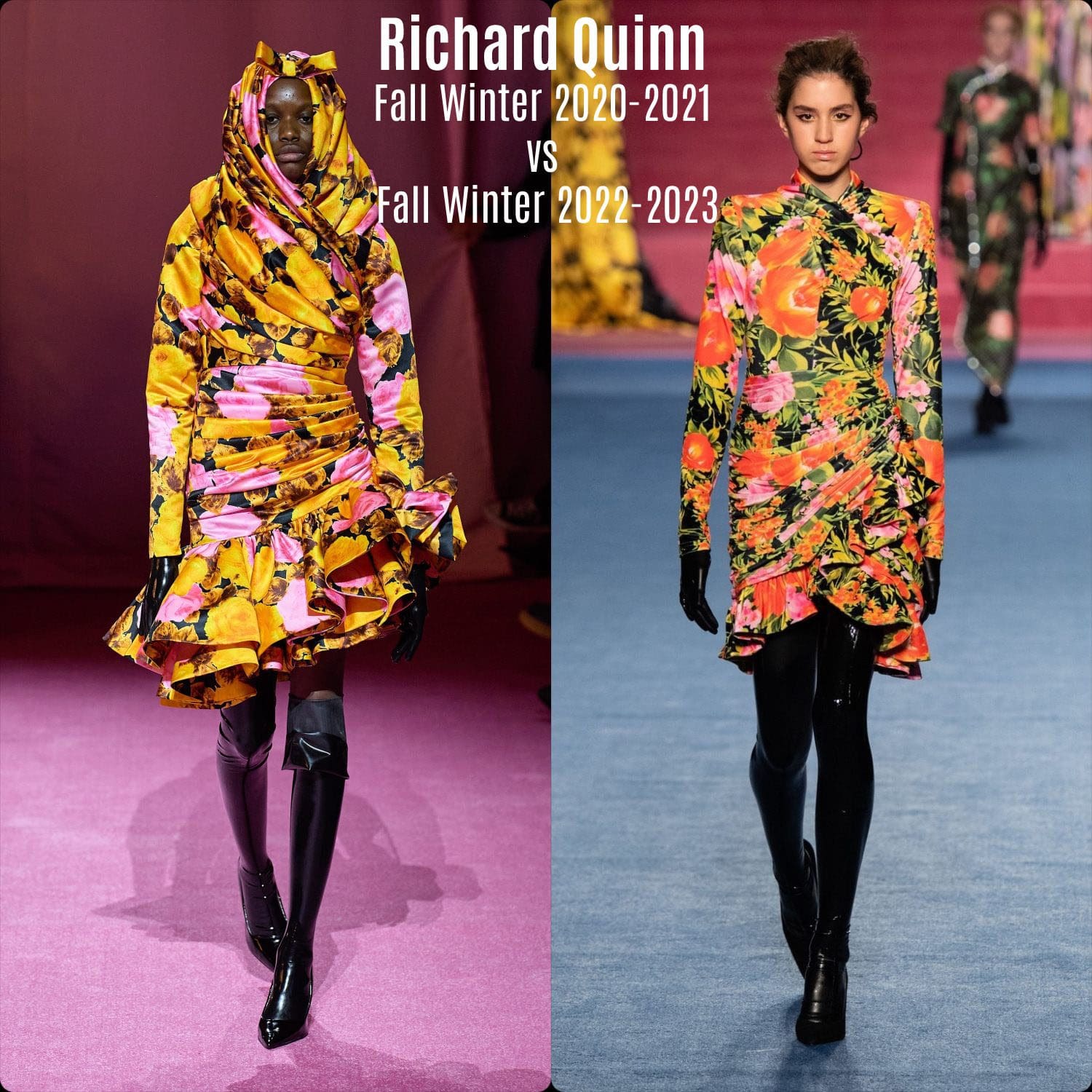 Richard Quinn Outono Inverno 2020-2021 vs Outono Inverno 2022-2023
