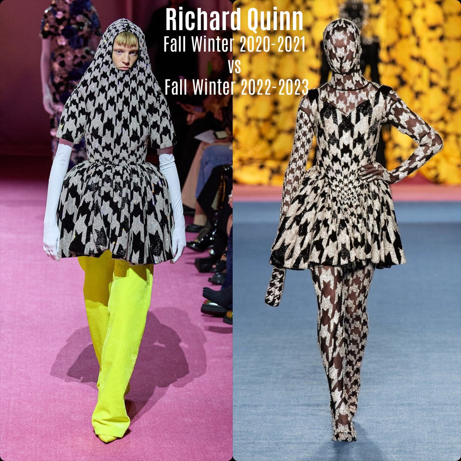 Richard Quinn Outono Inverno 2020-2021 vs Outono Inverno 2022-2023