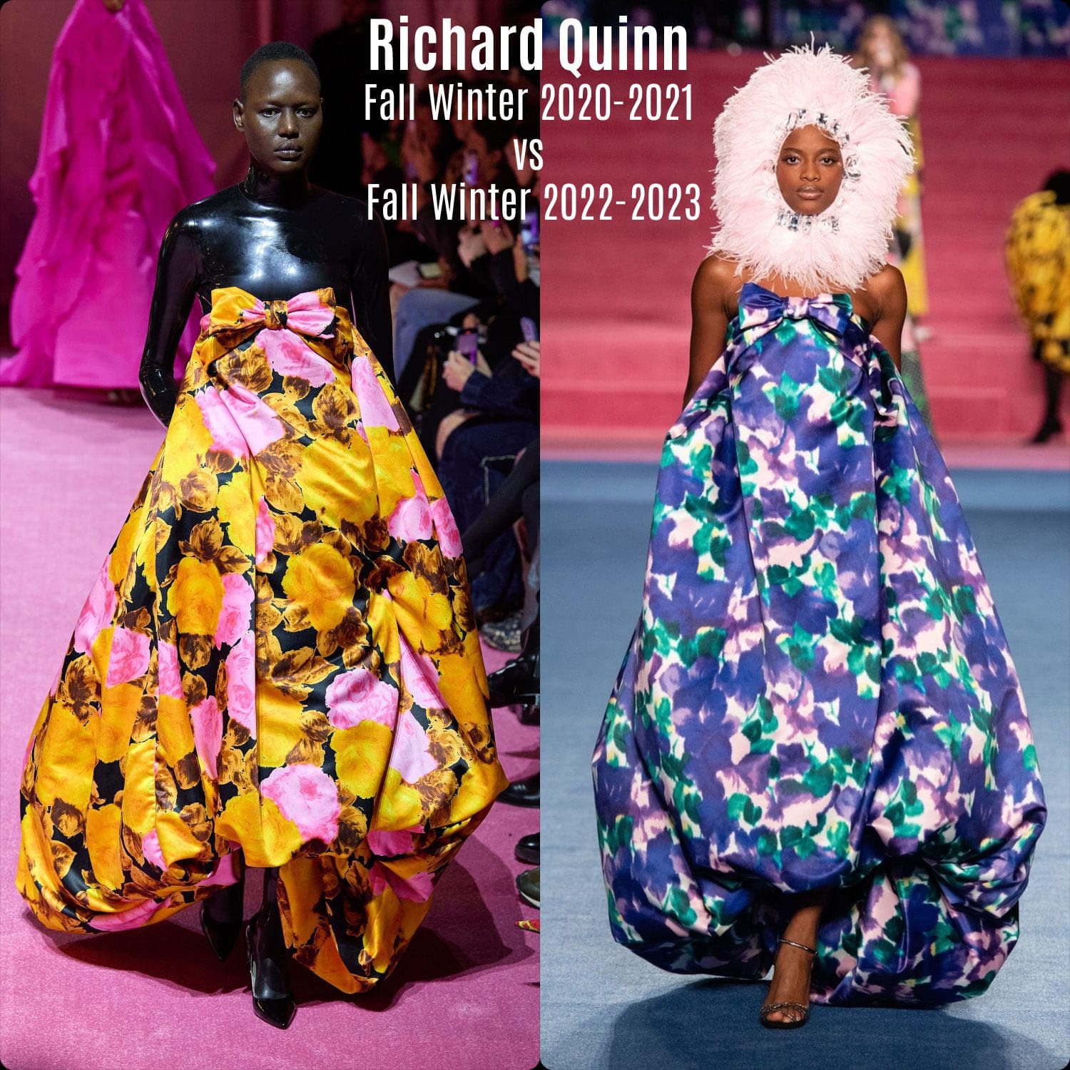 Richard Quinn Outono Inverno 2020-2021 vs Outono Inverno 2022-2023