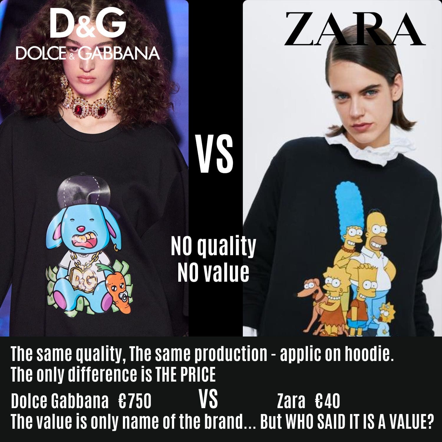 Dolce Gabbana 连帽衫 750 欧元 vs Zara 连帽衫 40 欧元 - 2022-2023 年秋季 Runway 杂志