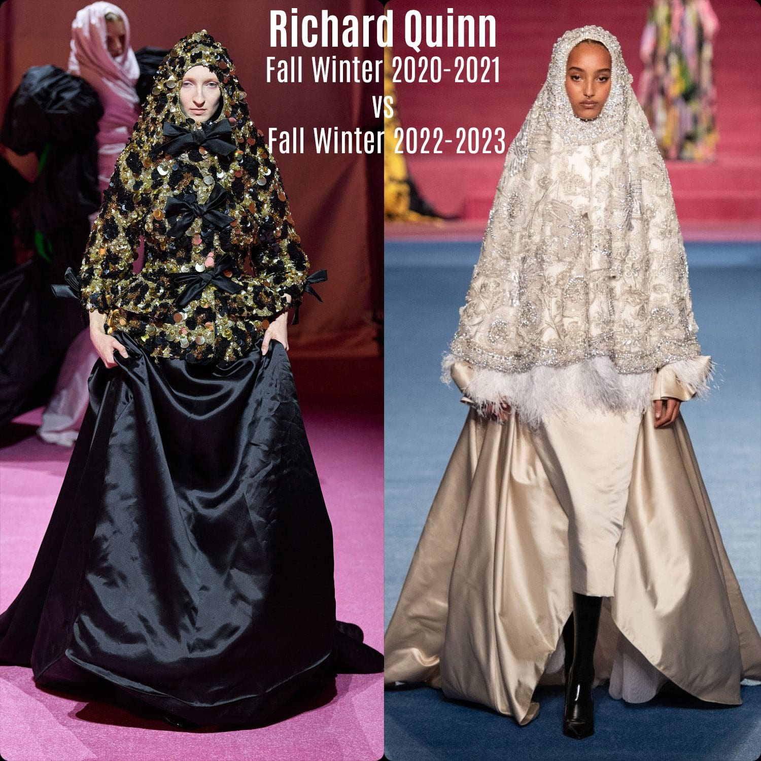 Richard Quinn Outono Inverno 2020-2021 vs Outono Inverno 2022-2023
