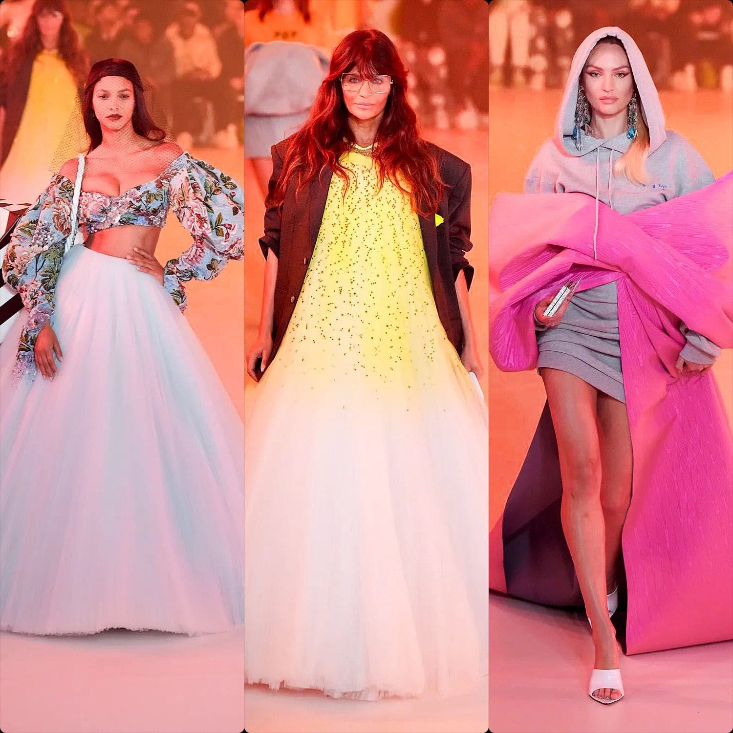 Helena Christensen e Candice Swanepoel para Off-White Outono Inverno 2022-2023 Paris Runway revista