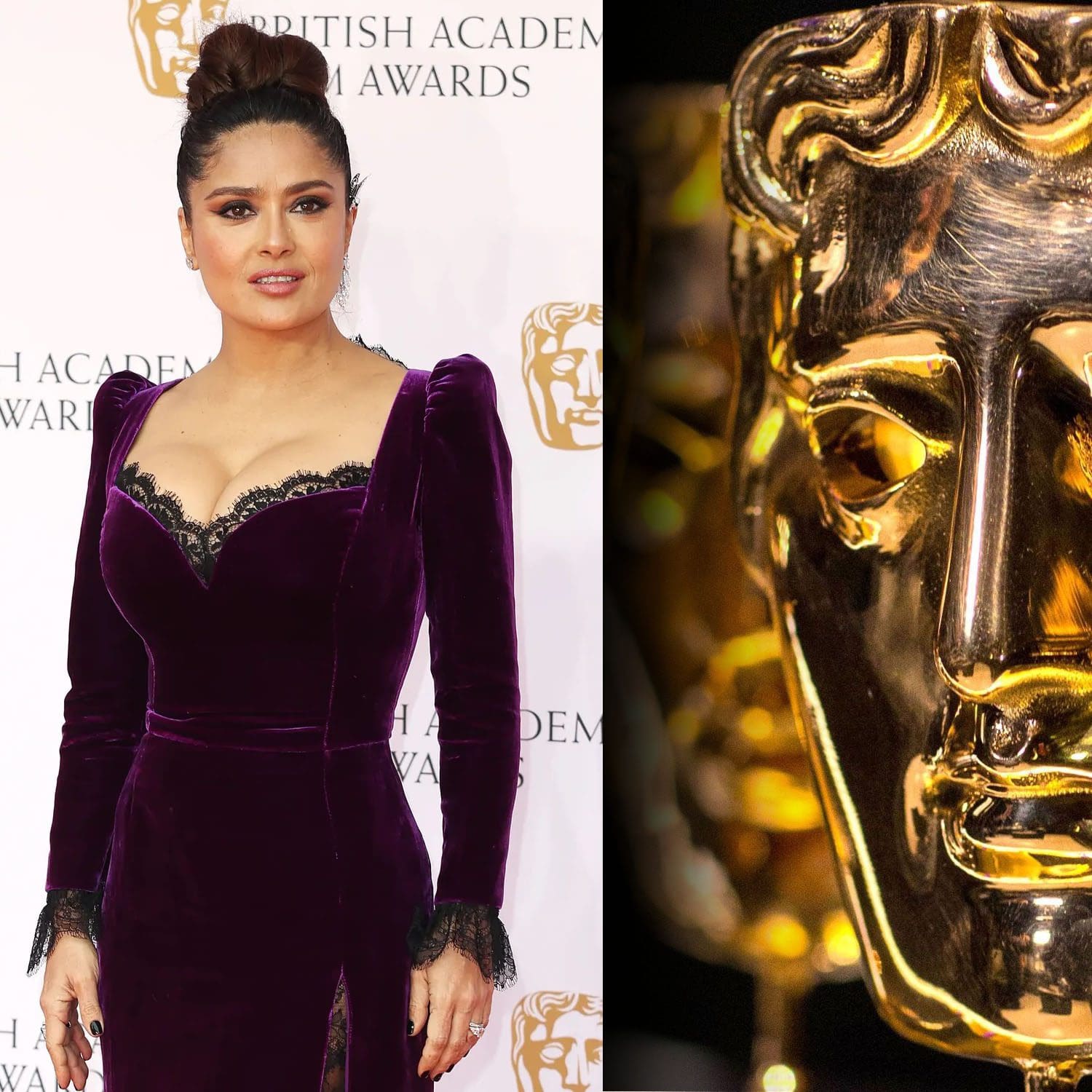 Salma Hayek Pinault en Gucci en los premios BAFTA 2022 por RUNWAY REVISTA