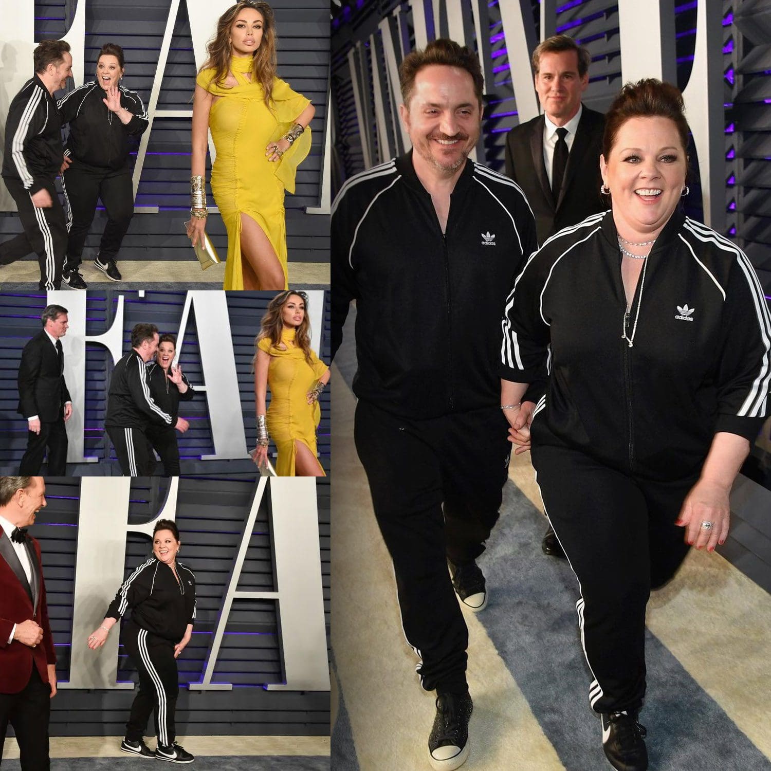 Melissa McCarthy y Ben Falcone con chándales Adidas para la fiesta Pre-Oscar 2022 de Vanity Fair