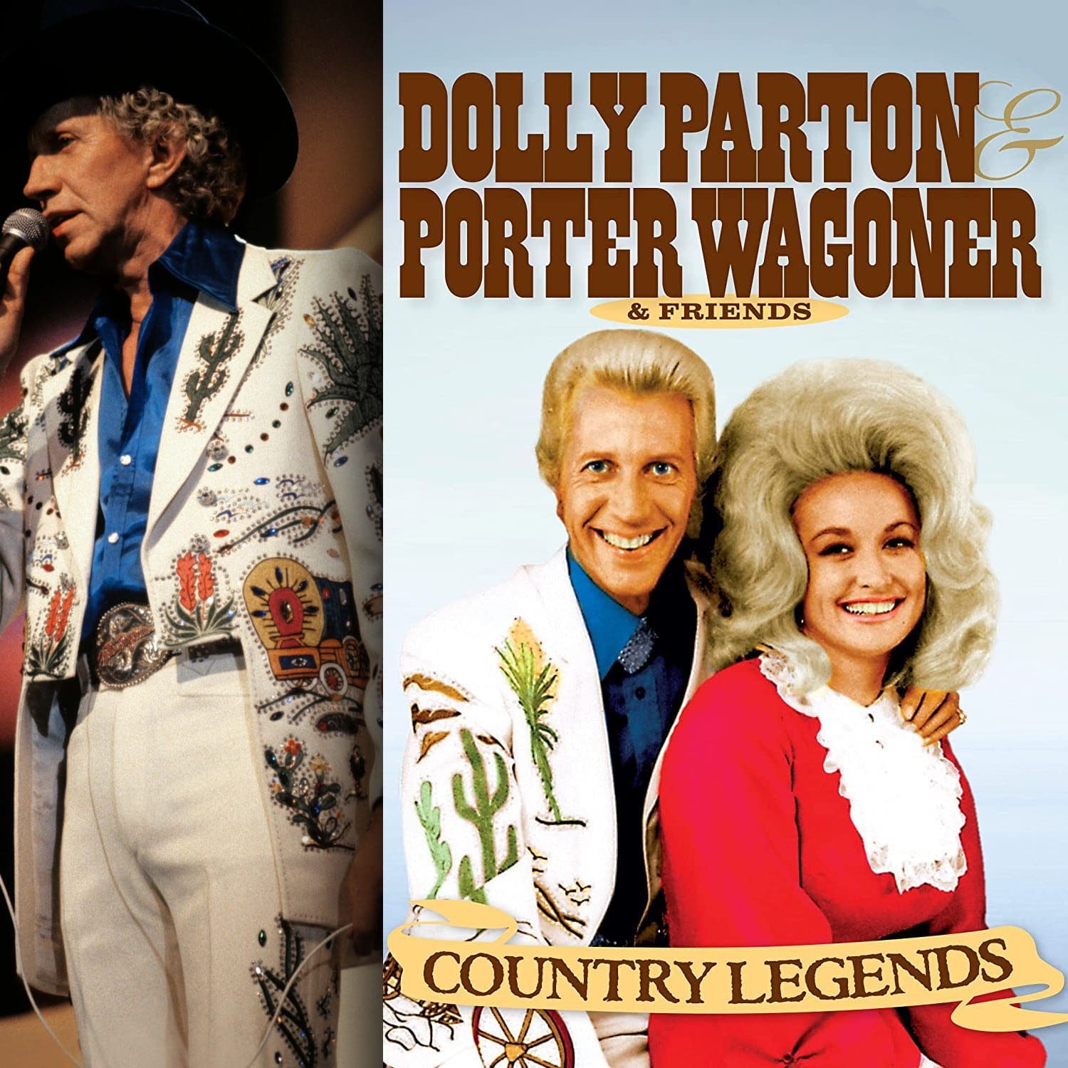 身着 Nudie 西装的 Porter Wagoner 和 Dolly Parton