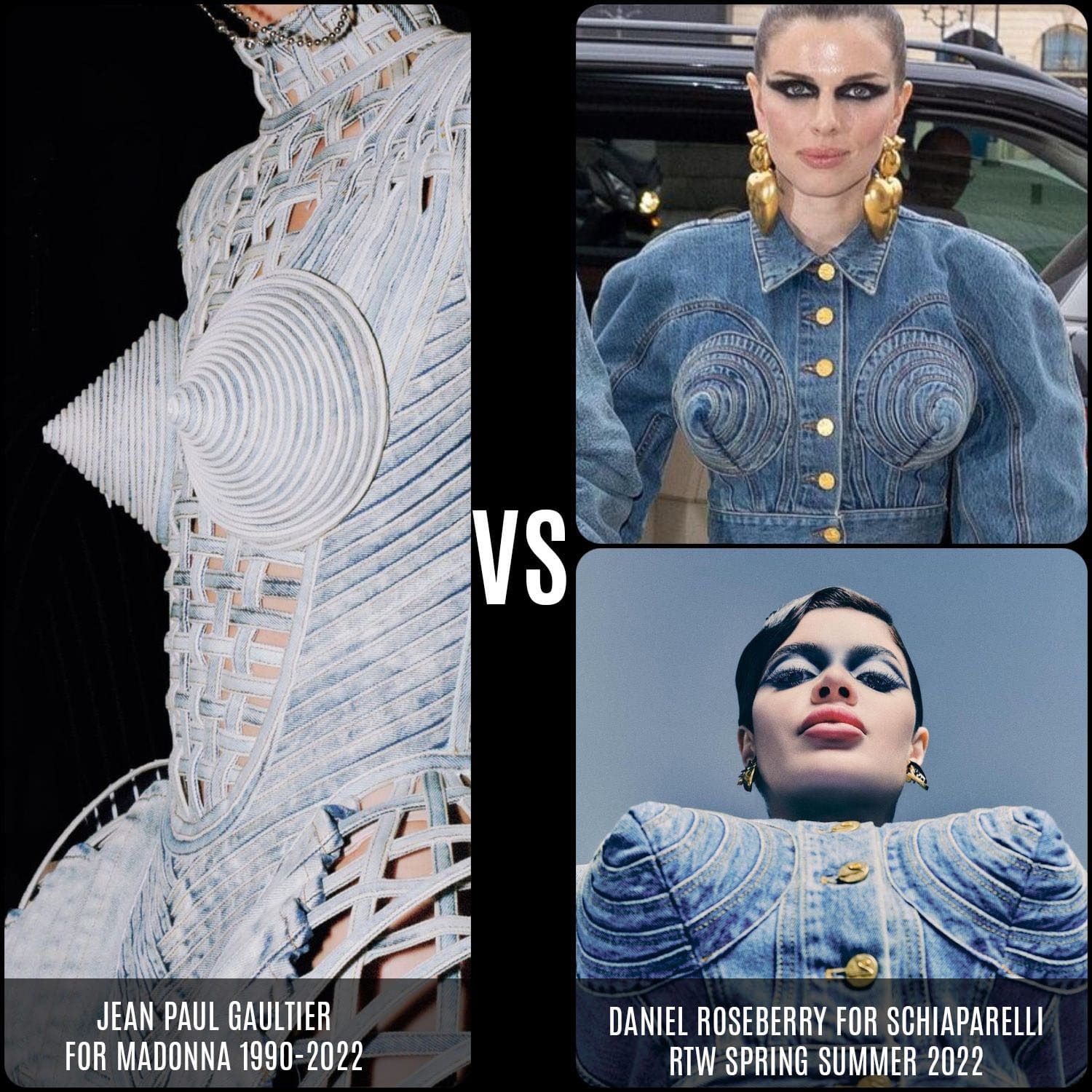 Jean Paul Gaultier pour Madonna 1990 vs Daniel Roseberry pour Schiaparelli RTW Spring Summer 2022