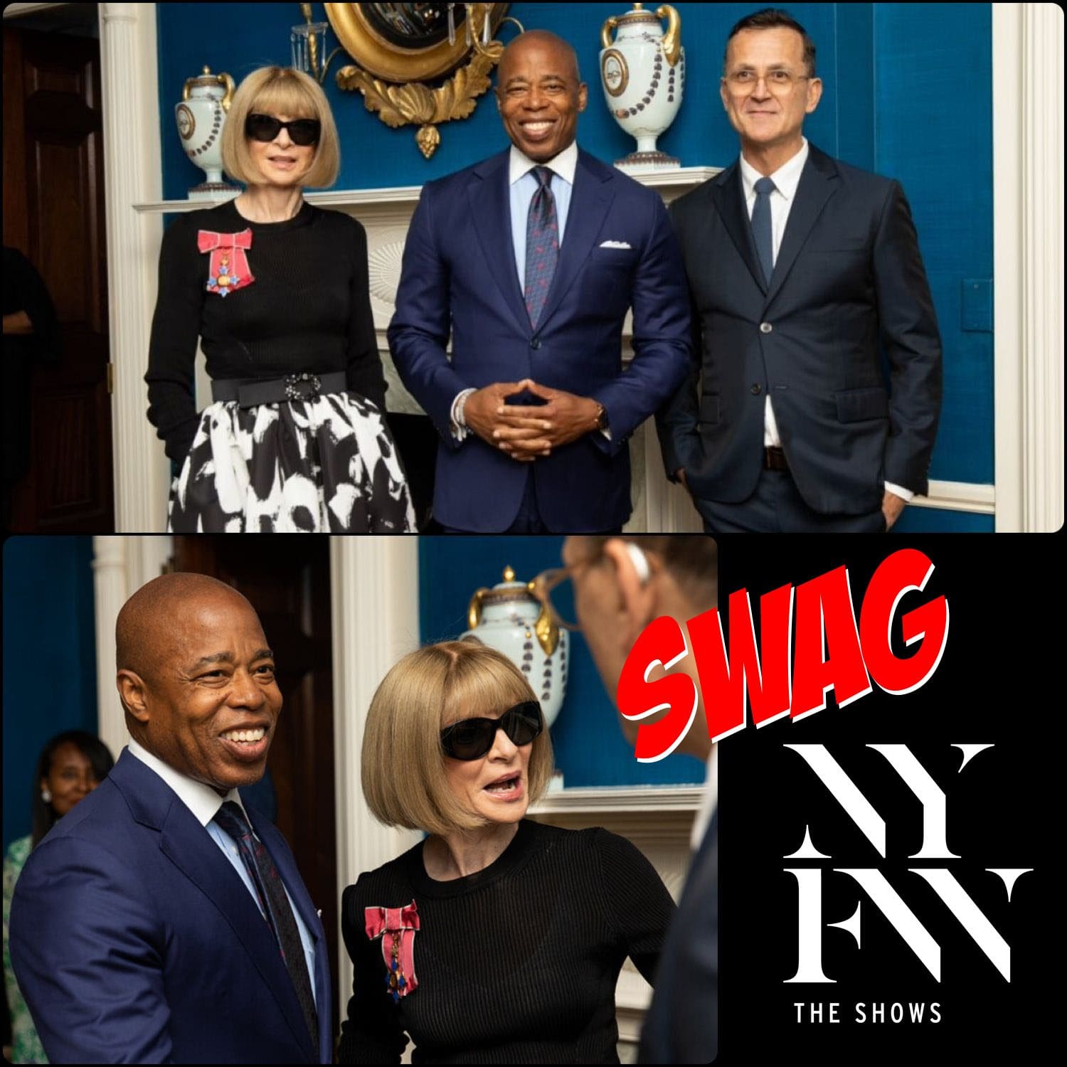 New Yorks Bürgermeister Eric Adams, Anna Wintour, Steven Kolb, CEO der CFDA – NYFW 2022