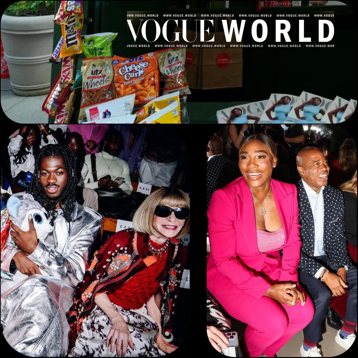 Lil Nas X, Anna Wintour, Serena Williams and New York Mayor Eric Adams at Vogue World show at NYFW 2022