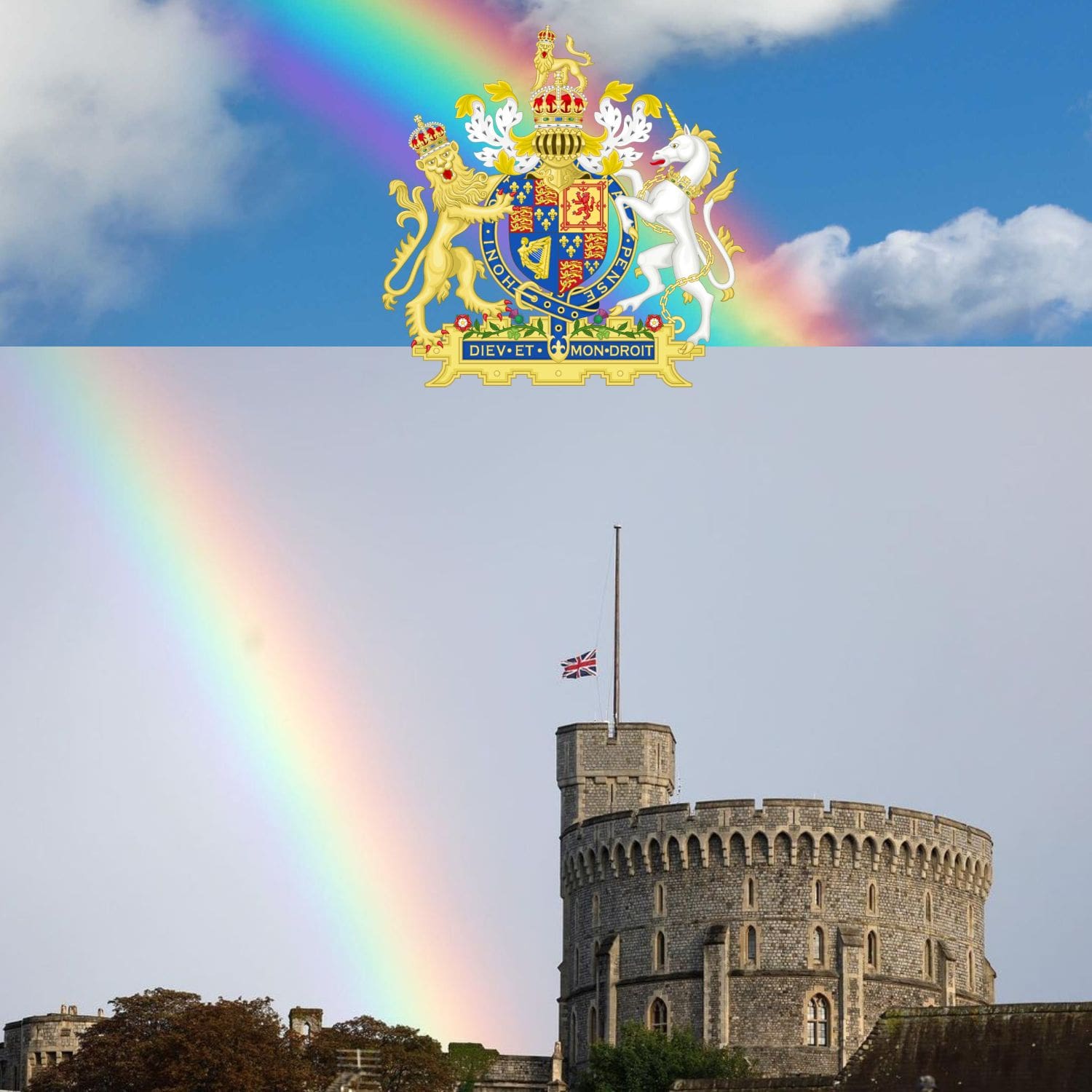 Arco iris sobre el Castillo de Windsor cuando Isabel II falleció el 9 de septiembre de 2022