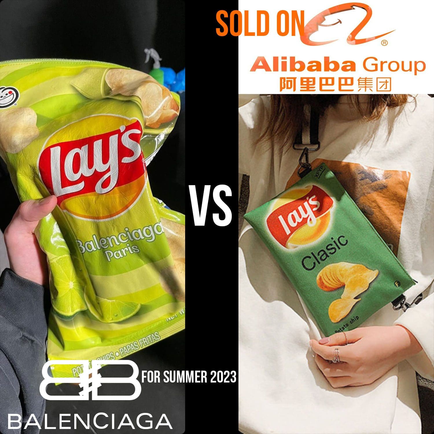 Balenciaga Lays Chips Bag Sommer 2023 vs. Lays Chips Bag Cosplay in massiver chinesischer Produktion