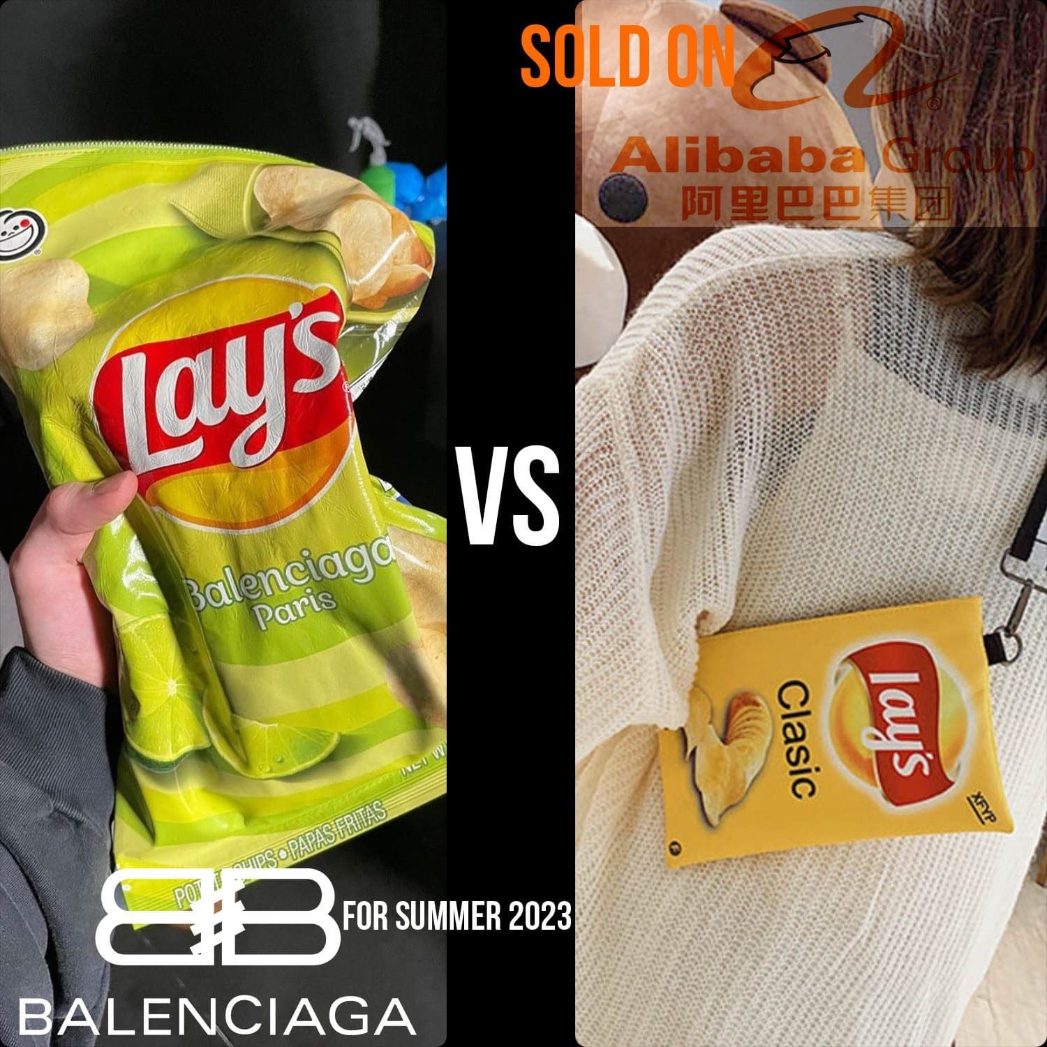Balenciaga Lays Chips Bag Sommer 2023 vs. Lays Chips Bag Cosplay in massiver chinesischer Produktion