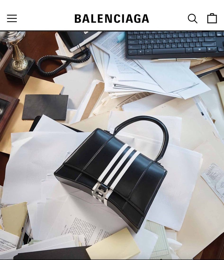 1 spot di Balenciaga con fotocopia di un estratto di un atto giudiziario che si pronuncia sulla pedopornografia