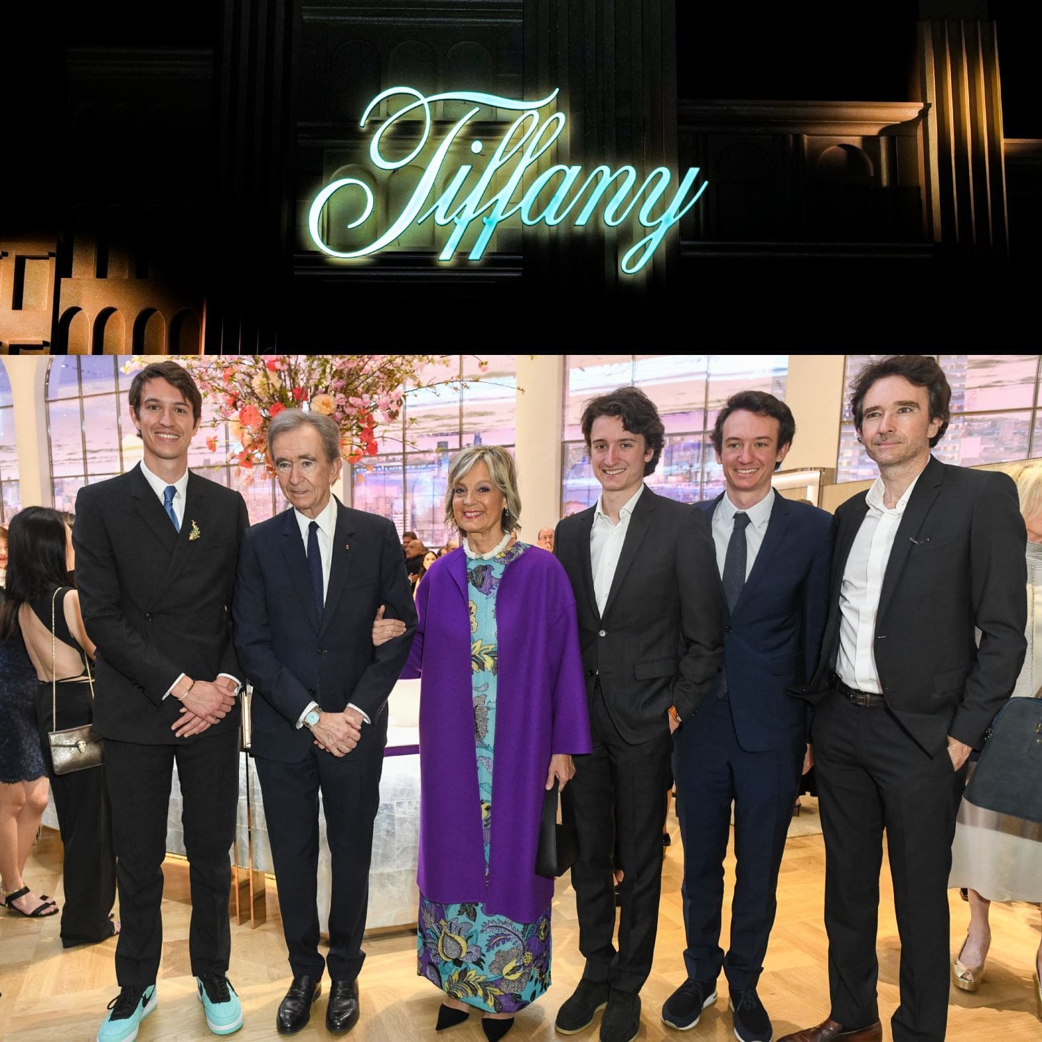 Alexandre Arnault, Bernard Arnault, Hélène Arnault, Jean Arnault, Frédéric Arnault, Antoine Arnault at Tiffany&Co Reopening of New York flagship store, The Landmark