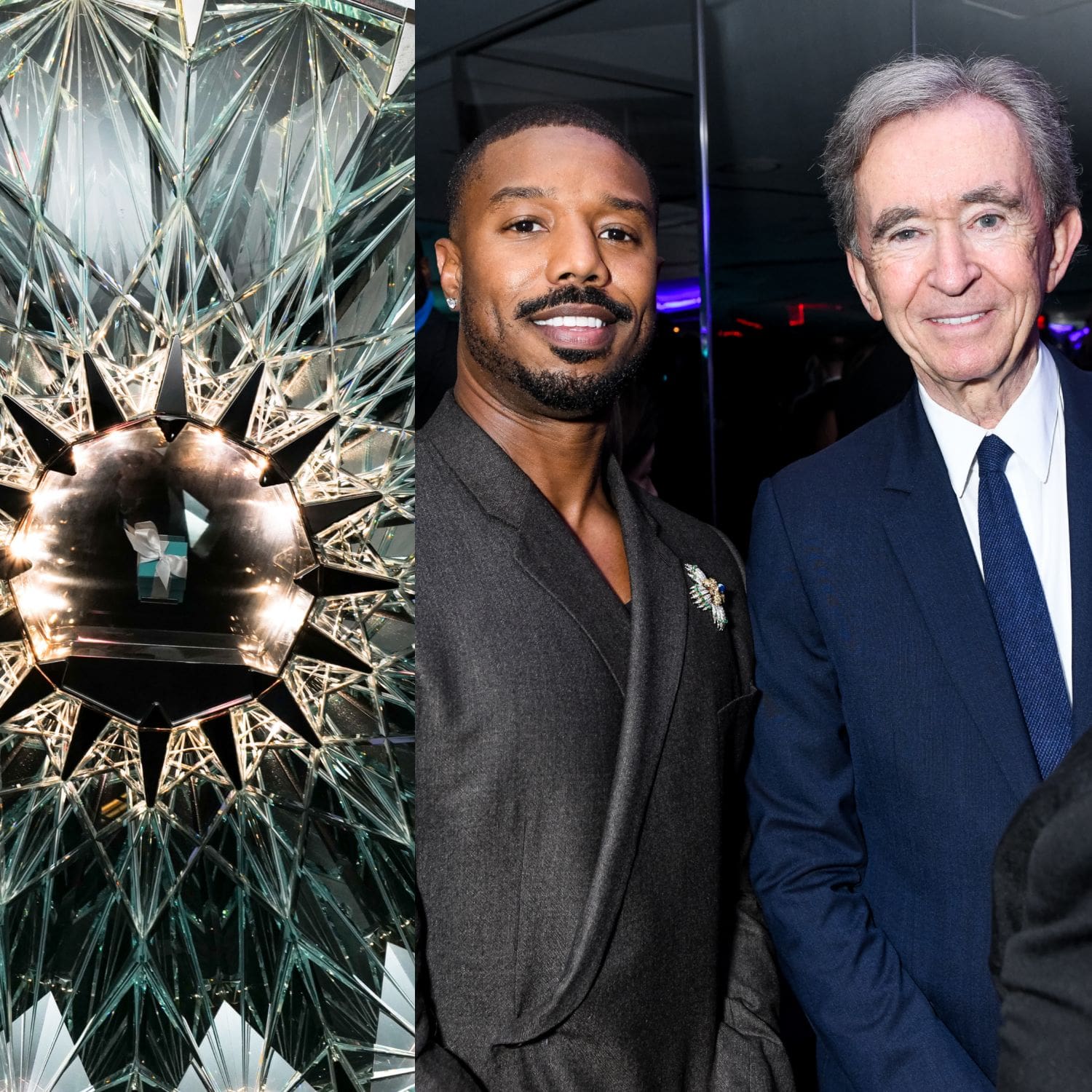 Bernard Arnault and Michael B Jordan at Tiffany&Co celebrate the reopening of New York's flagship store, The Landmark