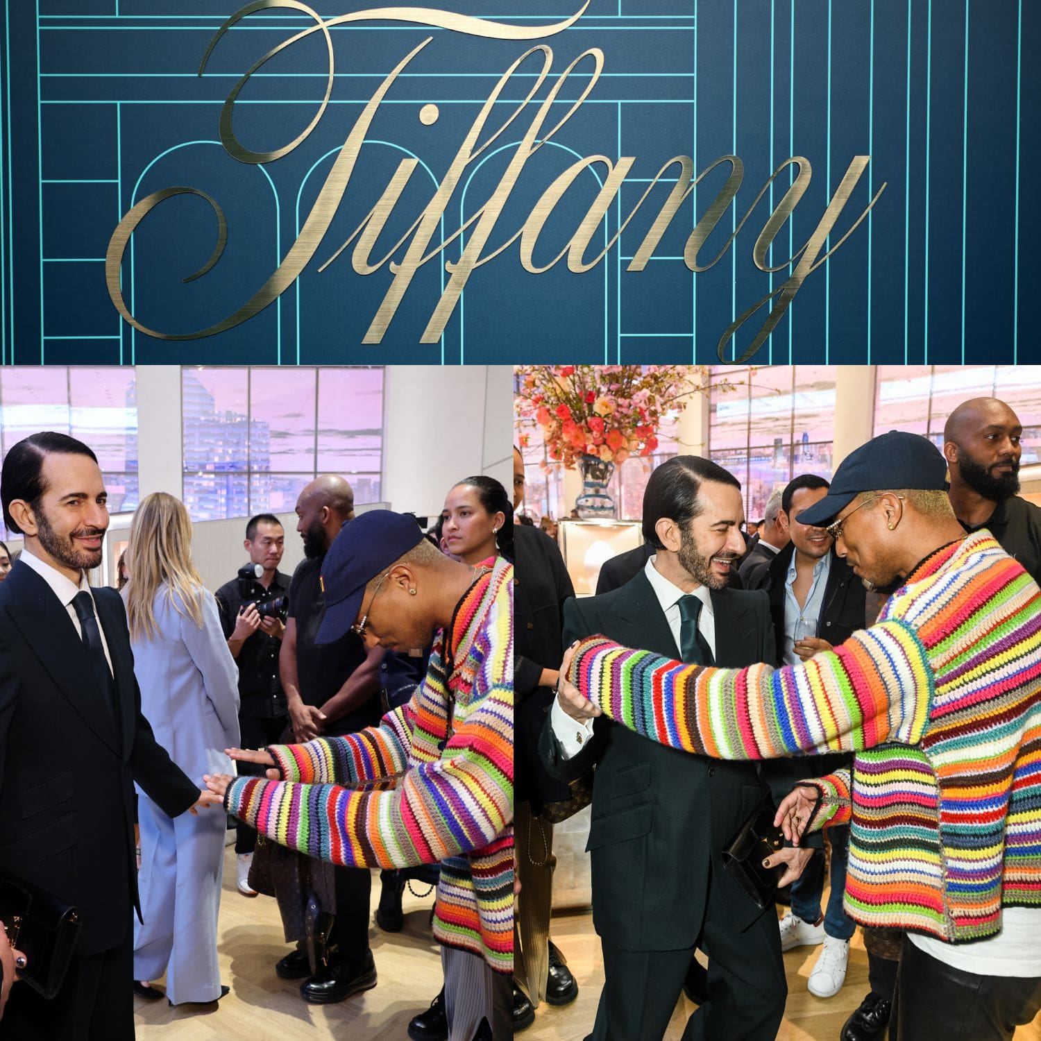 Marc Jacobs and Pharell Wiliams at Tiffany&Co celebrate the reopening of New York's flagship store, The Landmark